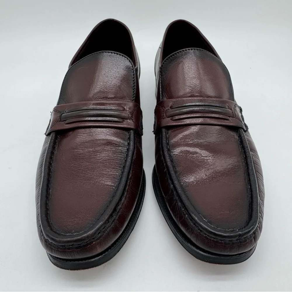 Florsheim Como Black Cherry Leather Moc Toe Strap Loafer Size 9 D